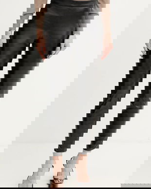 BOSS Orange pantaloni culoarea negru, mulată, high waist, 50551469