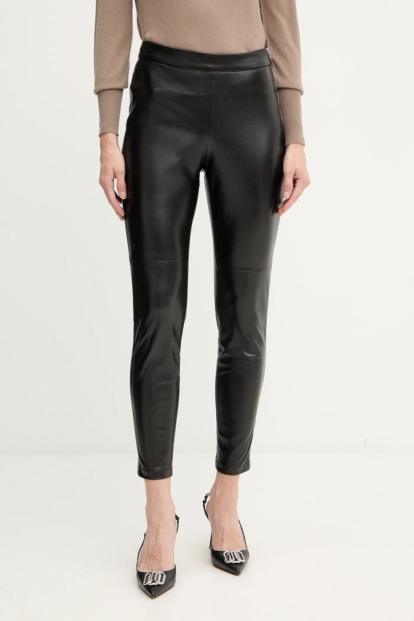 BOSS Orange pantaloni culoarea negru, mulată, high waist, 50551469