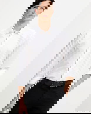 BOSS cămașă din bumbac culoarea alb, cu guler clasic, slim, 50545158