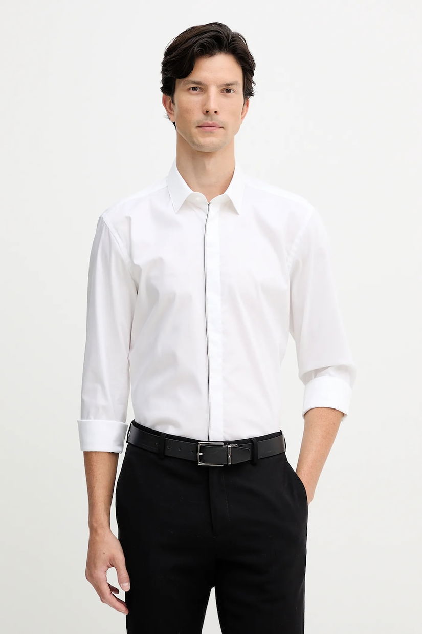 BOSS cămașă din bumbac culoarea alb, cu guler clasic, slim, 50545158