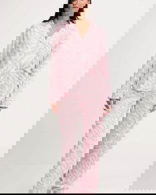 Dkny pijamale de bumbac culoare roz pentru femei YI80062