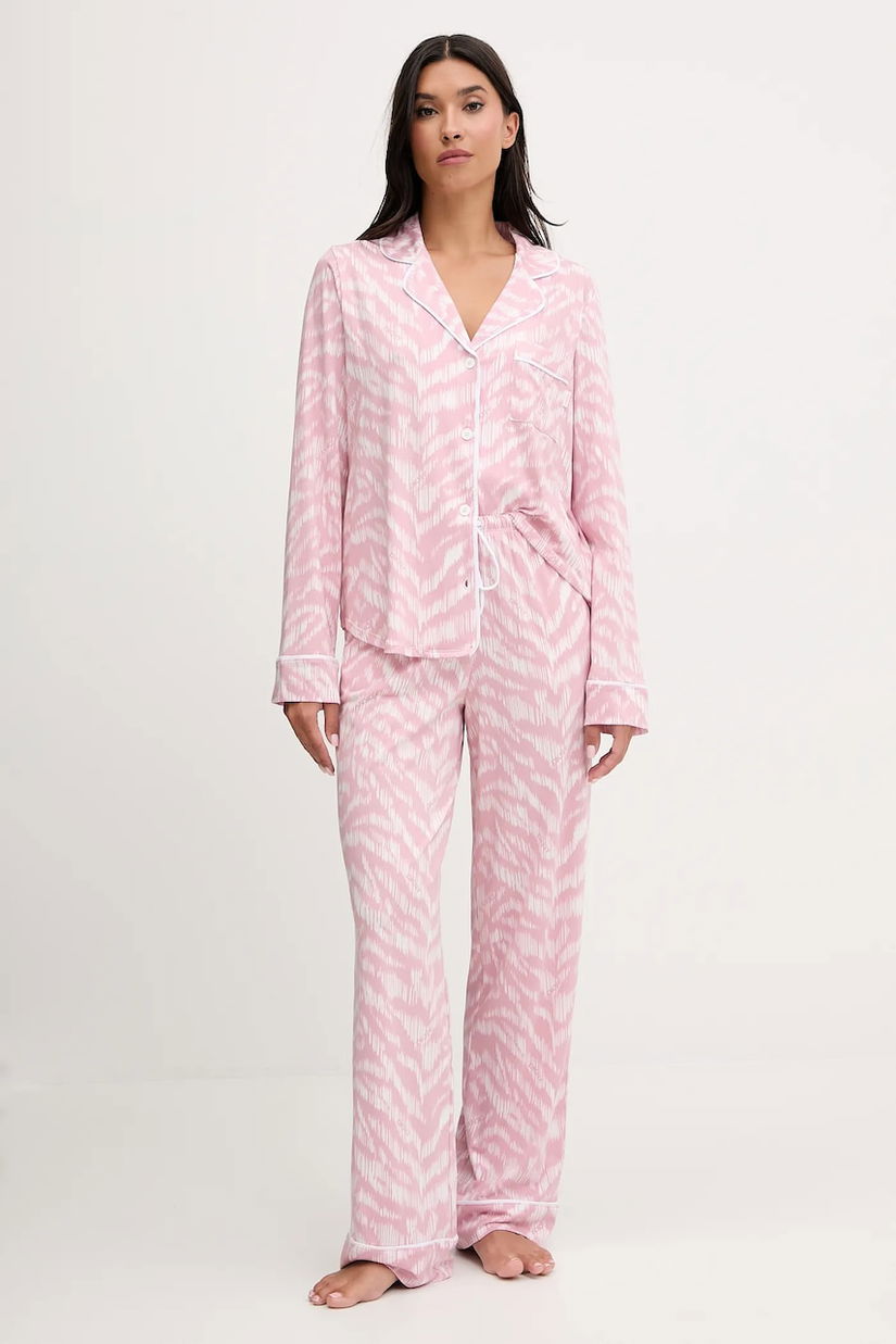 Dkny pijamale de bumbac culoare roz pentru femei YI80062