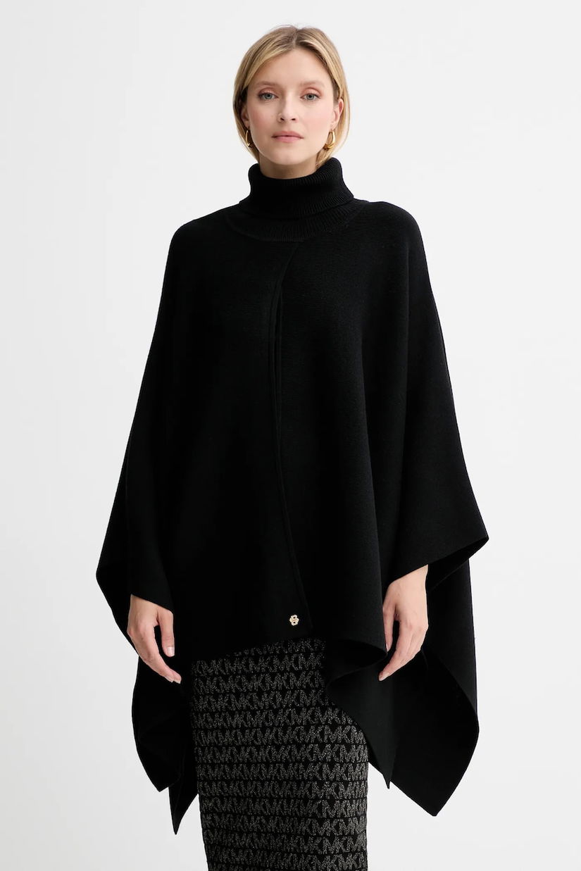 BOSS poncho de lână negru deschis 50551146