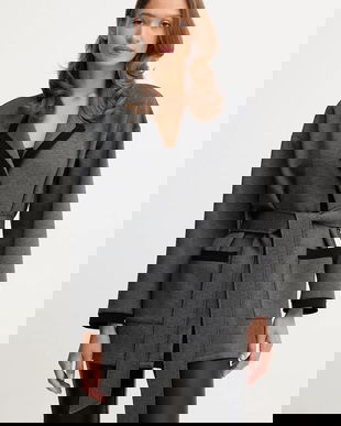 Joseph Ribkoff colanți de casă din amestec de lână culoare gri pentru femei 253223