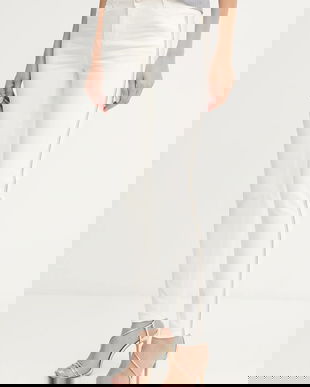 Morgan pantaloni culoarea alb, mulata, medium waist