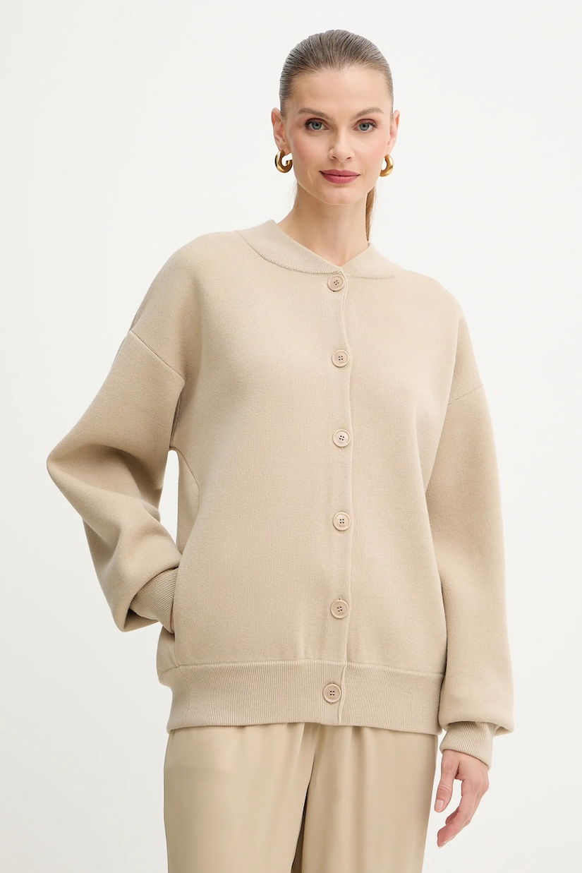 BOSS cardigan din lână culoarea bej, 50543544
