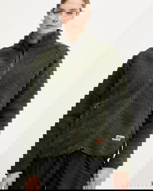 Fjallraven hanorac fleece Vardag Pile Fleece W culoarea verde, uni, F84789.662