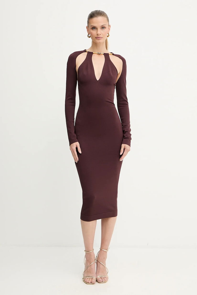 Elisabetta Franchi rochie culoarea bordo, midi, mulată, AM11S56E2