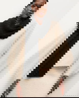 Answear.LAB esarfa de lana culoarea negru, neted