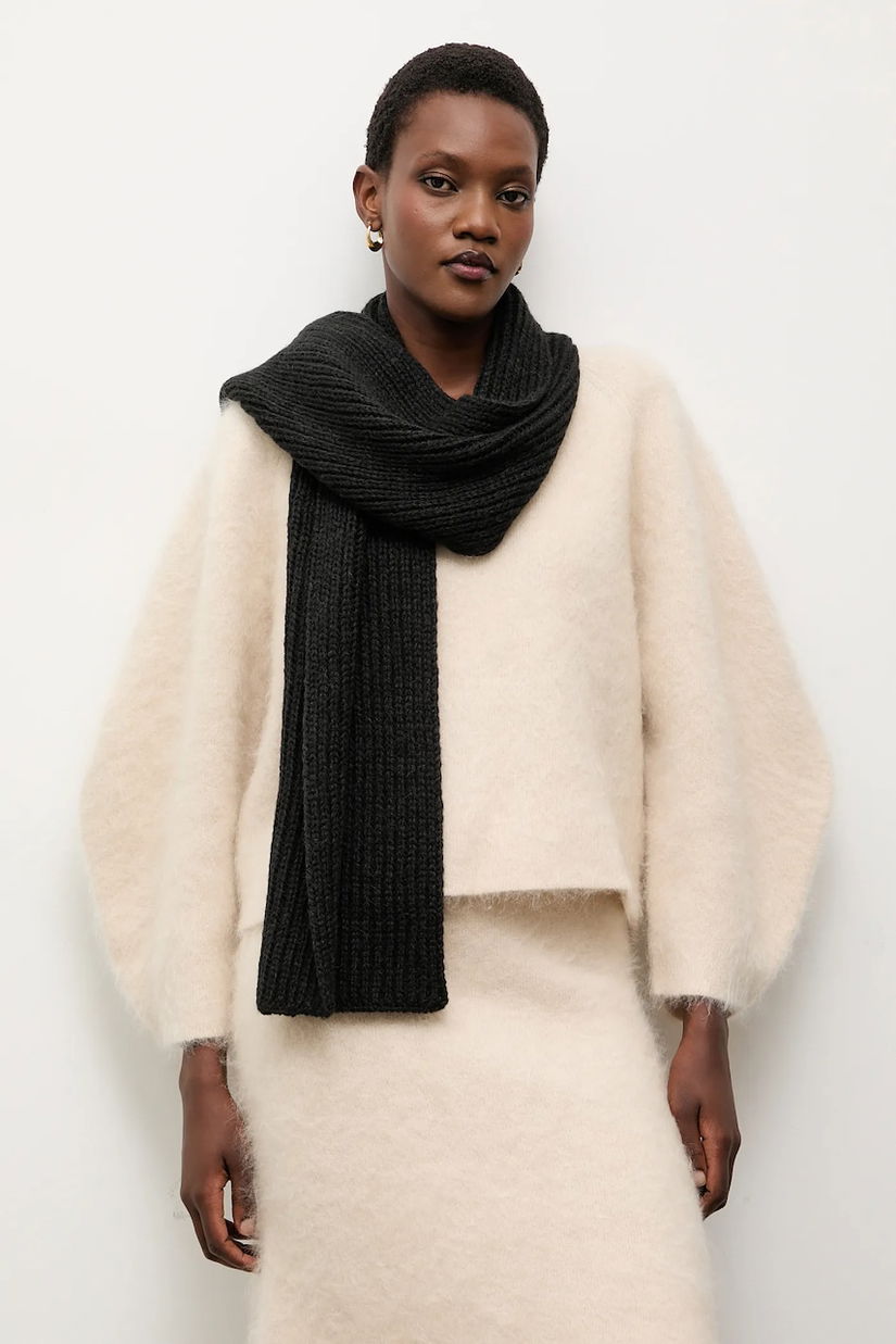 Answear.LAB esarfa de lana culoarea negru, neted
