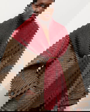 Answear.LAB esarfa de lana culoarea rosu, neted