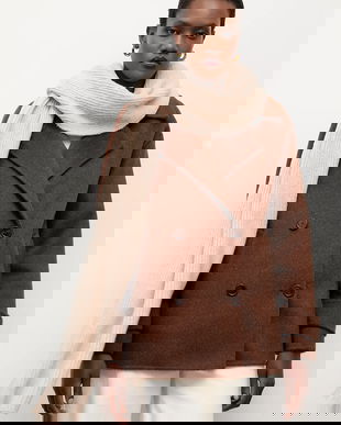 Answear.LAB esarfa de lana culoarea bej, neted