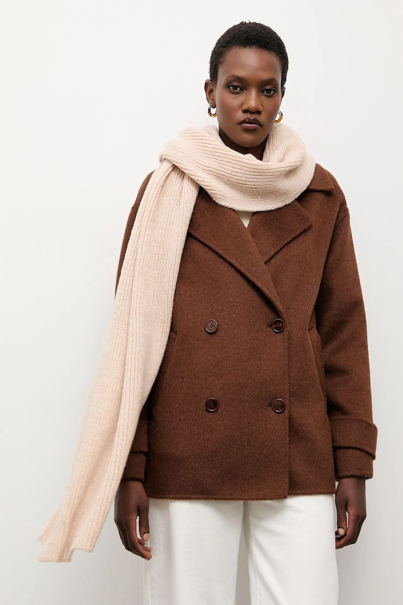 Answear.LAB esarfa de lana culoarea bej, neted