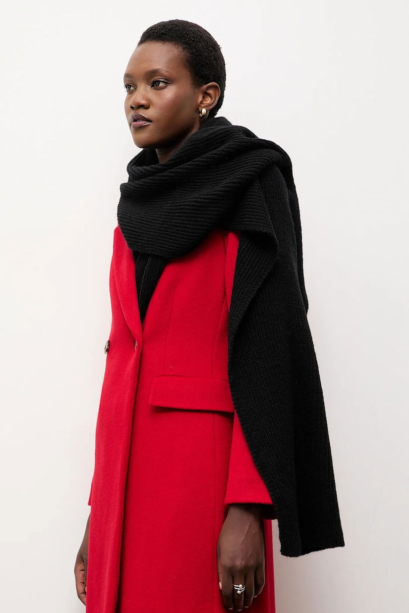 Answear.LAB esarfa de lana culoarea negru, neted