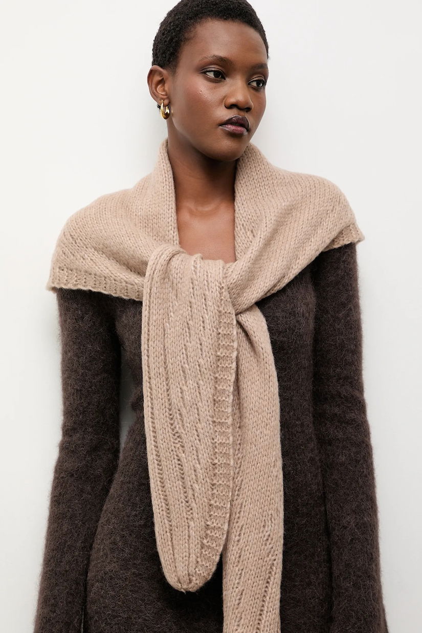 Answear.LAB esarfa de lana culoarea bej, neted