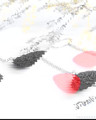 Cercei handmade unicat - cinabru (cod1282)