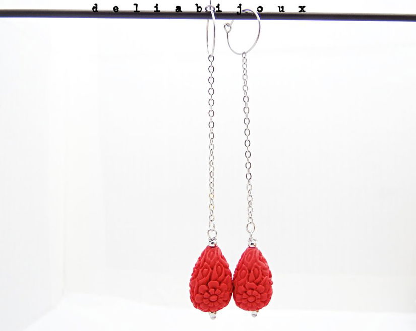 Cercei handmade unicat - cinabru (cod1282)