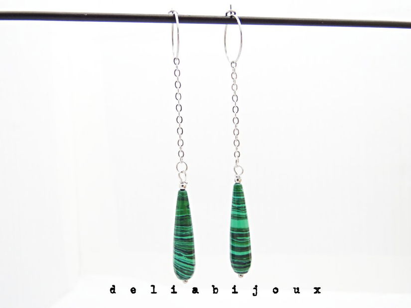 Cercei handmade unicat - malachit (cod1283)