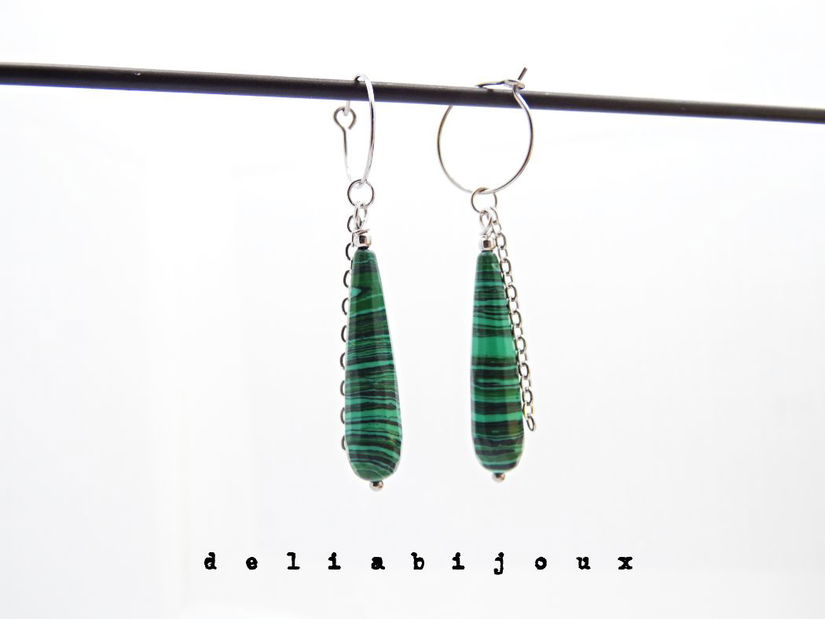 Cercei handmade unicat - malachit (cod1283)