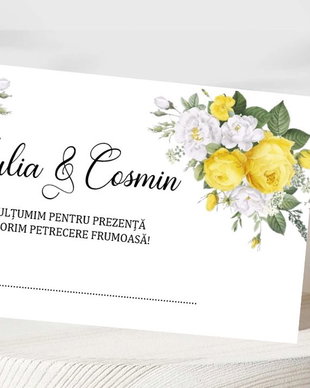 Plicuri bani nuntă Trandafiri galbeni