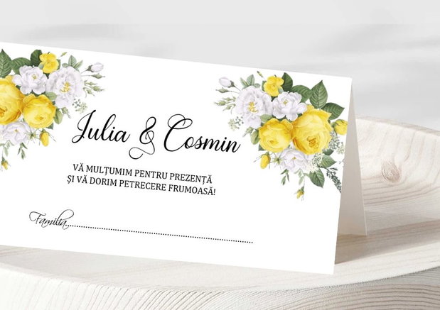 Plicuri bani nuntă Trandafiri galbeni