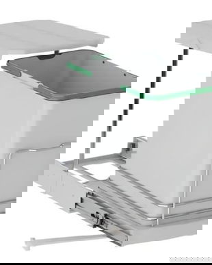 Cos de gunoi incorporabil S-2571-G, glisant, cu extragere automata, pentru corp de 400 mm, 24 litri, gri
