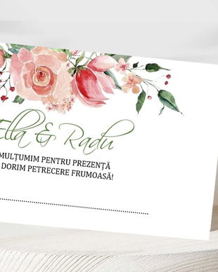 Plicuri bani nuntă tematică florală