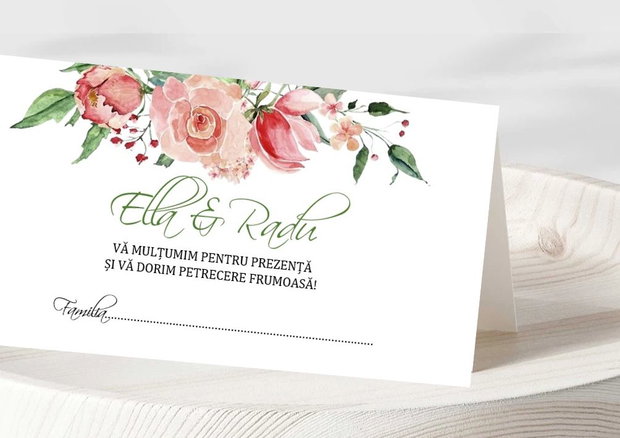 Plicuri bani nuntă tematică florală