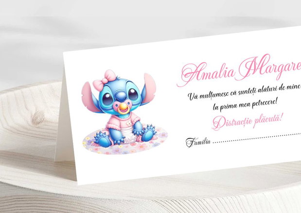 Plicuri bani botez fetițe Stitch