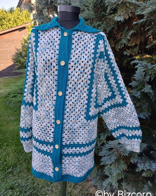 Cardigan croșetat hexagon, mărimea XL/XXL