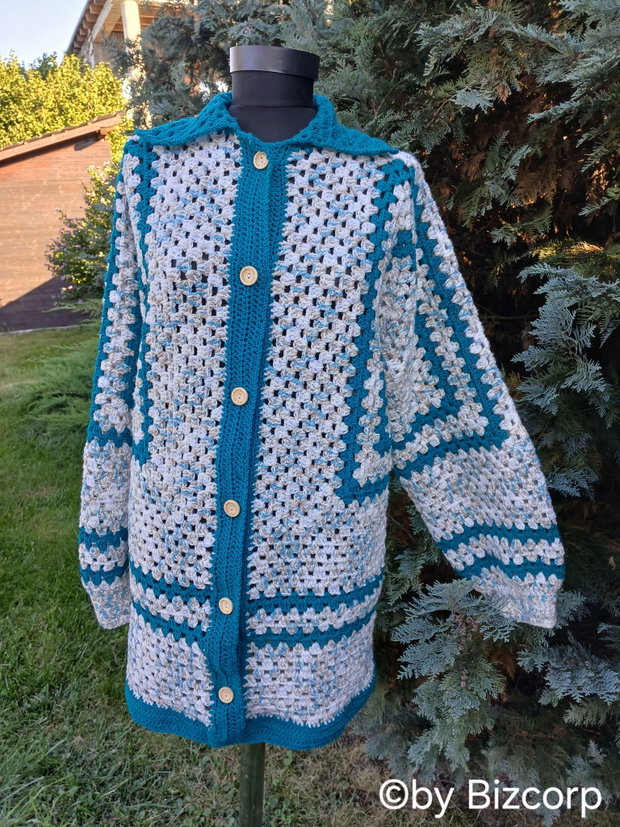 Cardigan croșetat hexagon, mărimea XL/XXL