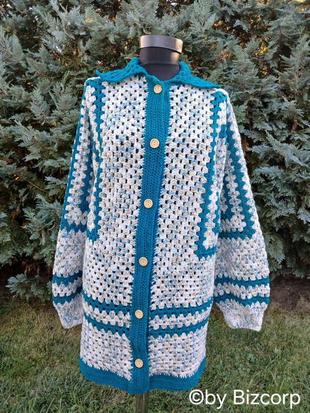 Cardigan croșetat hexagon, mărimea XL/XXL