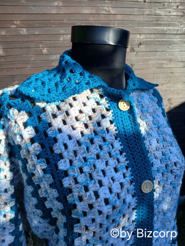 Cardigan croșetat hexagon, mărimea XL/XXL
