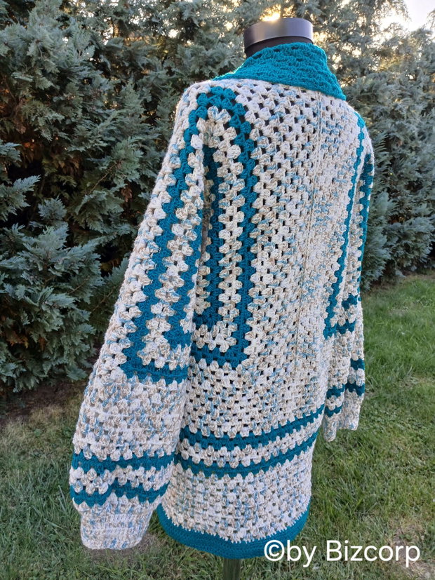 Cardigan croșetat hexagon, mărimea XL/XXL