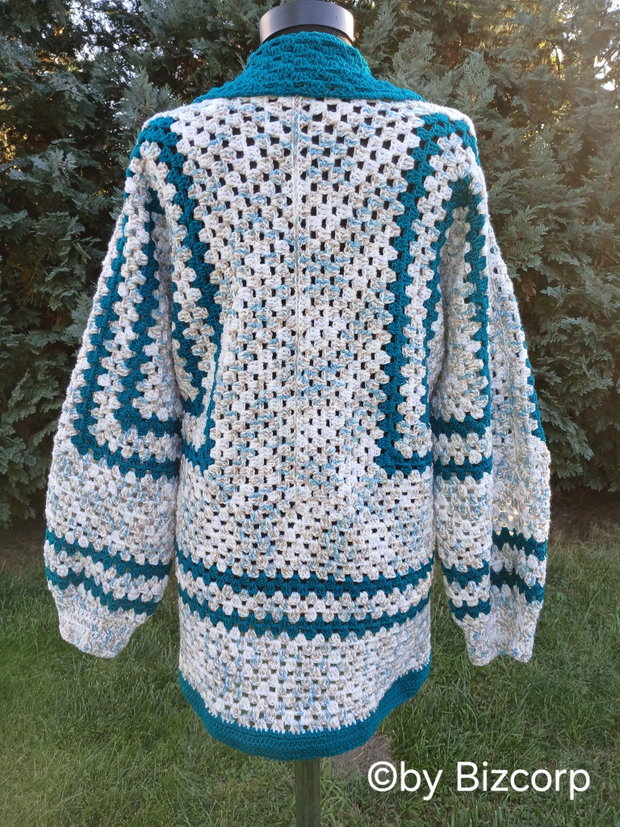 Cardigan croșetat hexagon, mărimea XL/XXL