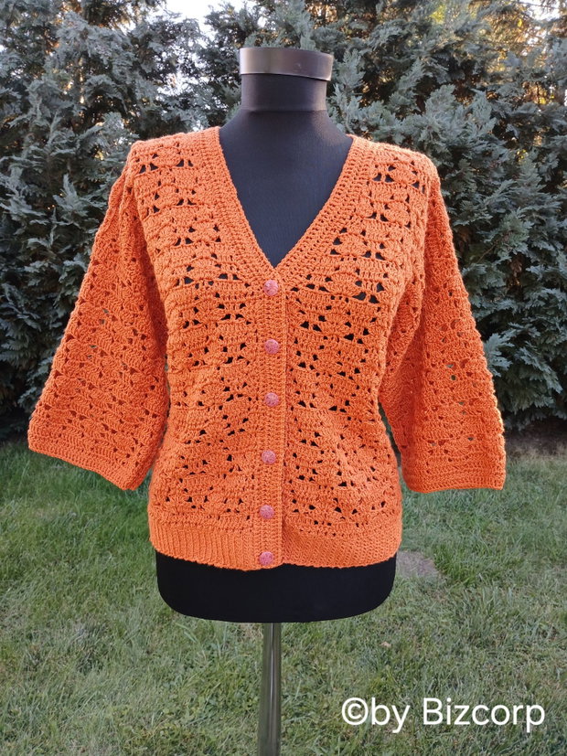Cardigan croșetat hexagon, mărimea M/L