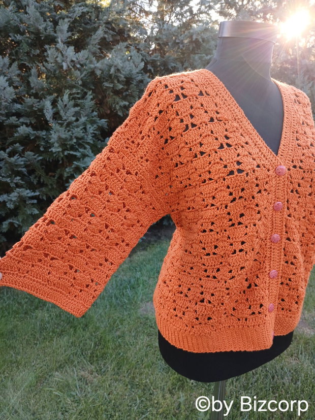 Cardigan croșetat hexagon, mărimea M/L