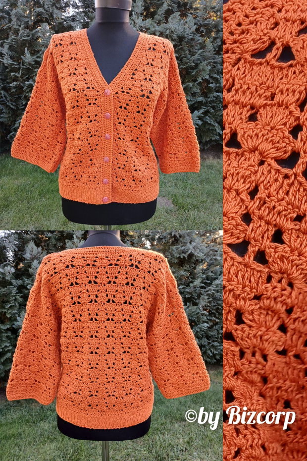 Cardigan croșetat hexagon, mărimea M/L