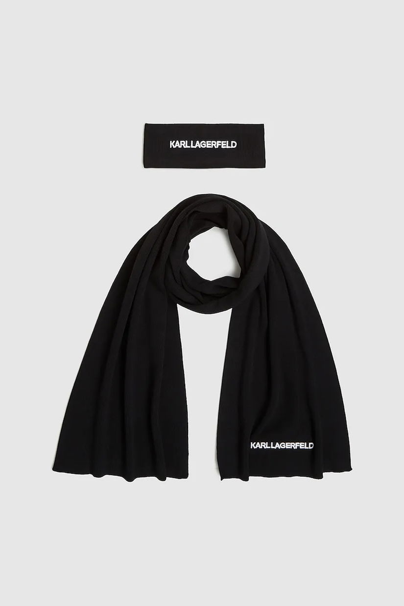 Karl Lagerfeld fular culoarea negru, uni, A4W33027