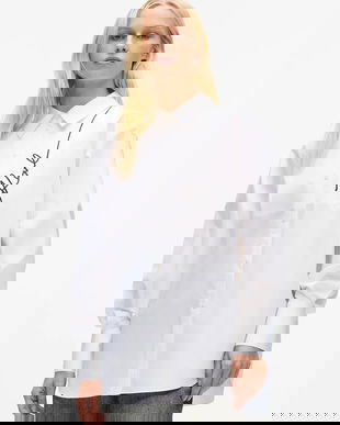 Karl Lagerfeld cămașă culoarea alb, cu guler clasic, relaxed, A4W11014