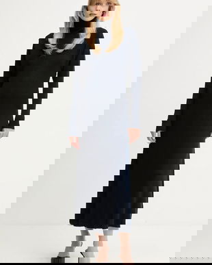 BOSS rochie din lână culoarea bleumarin, maxi, evazați, 50548520