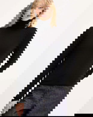 BOSS pulover de lână culoarea negru, light, cu guler, 50548298