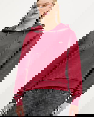 Vans hanorac de bumbac culoarea roșu, cu glugă, uni, VN000P5PBRD1