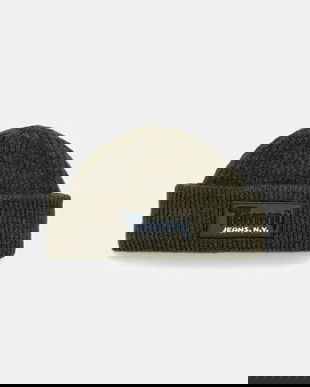 Tommy Jeans căciulă din amestec de lână culoarea verde, AM0AM13675