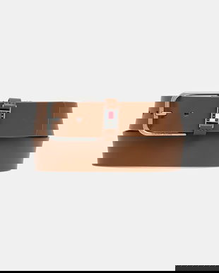 Tommy Jeans curea de piele culoarea maro, AM0AM13687