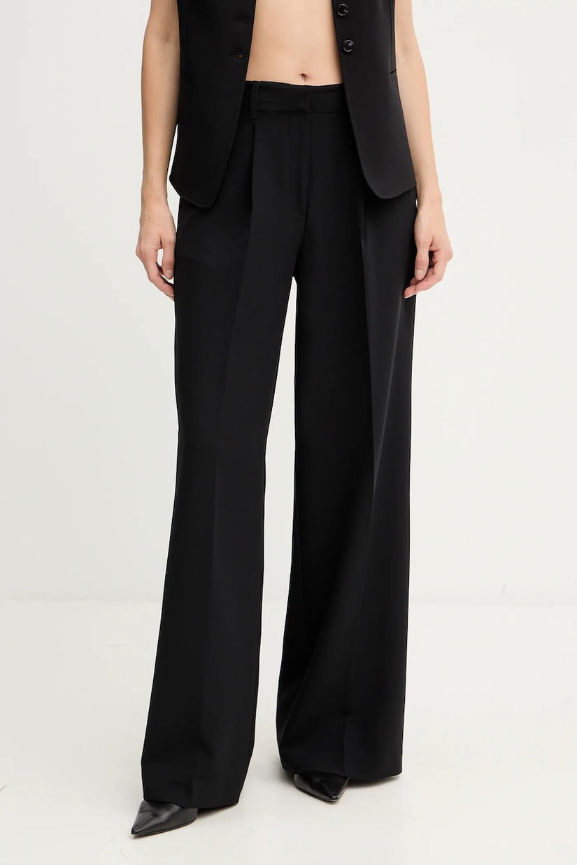 BOSS Orange pantaloni culoarea gri, drept, high waist, 50545580