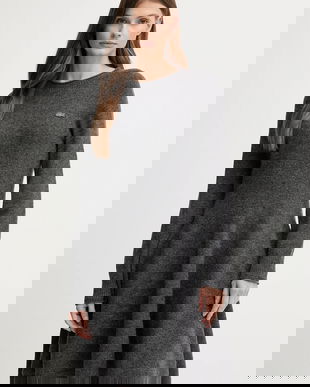 Lacoste rochie din lână culoarea gri, mini, evazați, EF4161