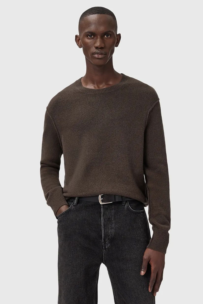 AllSaints pulover din amestec de lână culoarea maro, light, M039KA