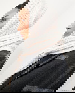 Answear.LAB glugă cu lână merinos culoare bej