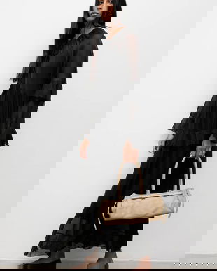 Answear.LAB rochie din matase culoarea negru, maxi, drept